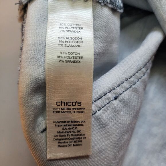 Chicos Jeggings Womens 3 (Large) Blue White Arctic Animal Print Platinum Pull-On - Picture 4 of 11